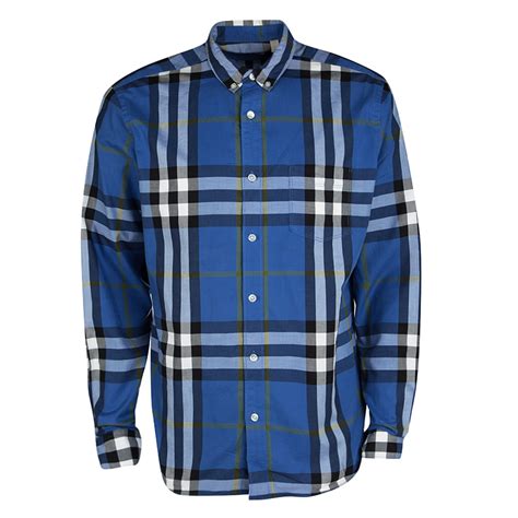 burberry shirt mens blue|royal blue burberry shirt.